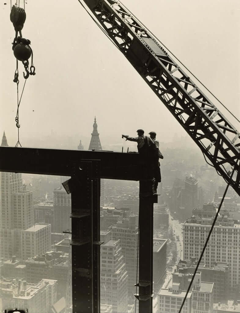 Derrick and workers on girder, Empire State Building, 1930-31