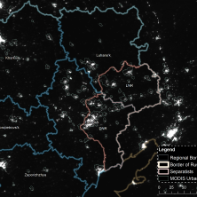 Освітленість у Східній Україні та на територіях міст