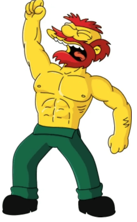 В оригинальном эпизоде из "Симпсонов" у персонажа садовника Вилли нет ни татуировок, ни ш...